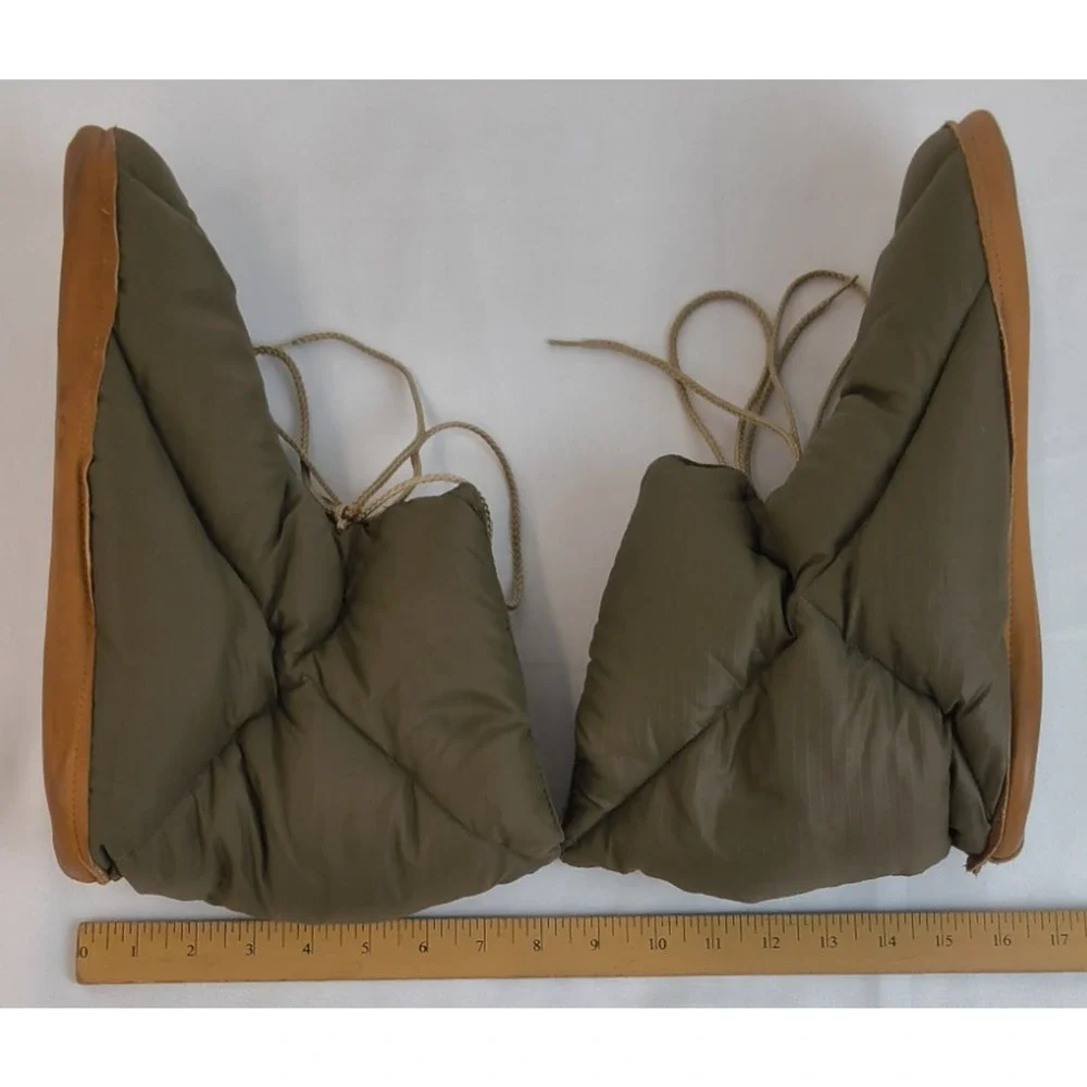 Eddie Bauer Goose Down Puffy Camp Slippers Men's XL Green Indoor/Outdoor #W5444
